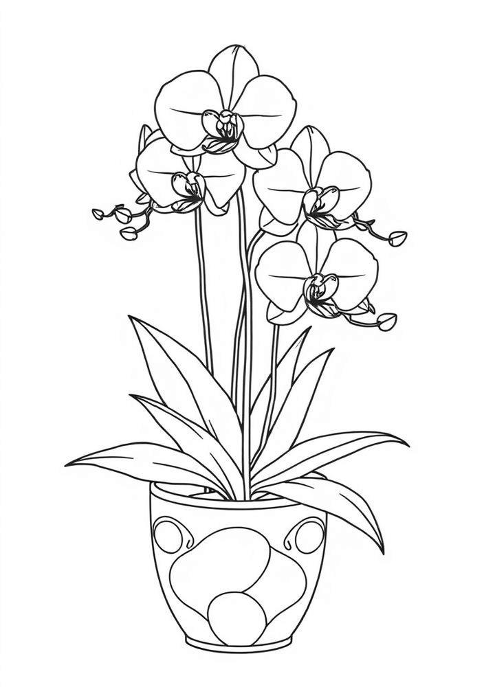 Desenho de Orquídeas para Colorir