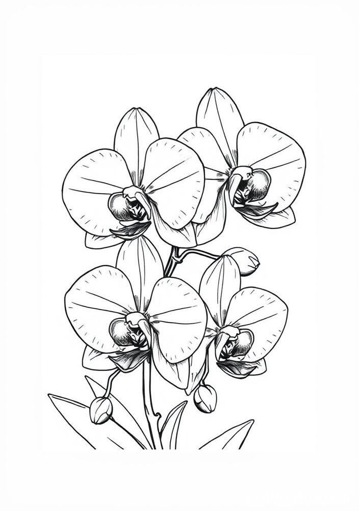 Desenho de Orquídeas para colorir