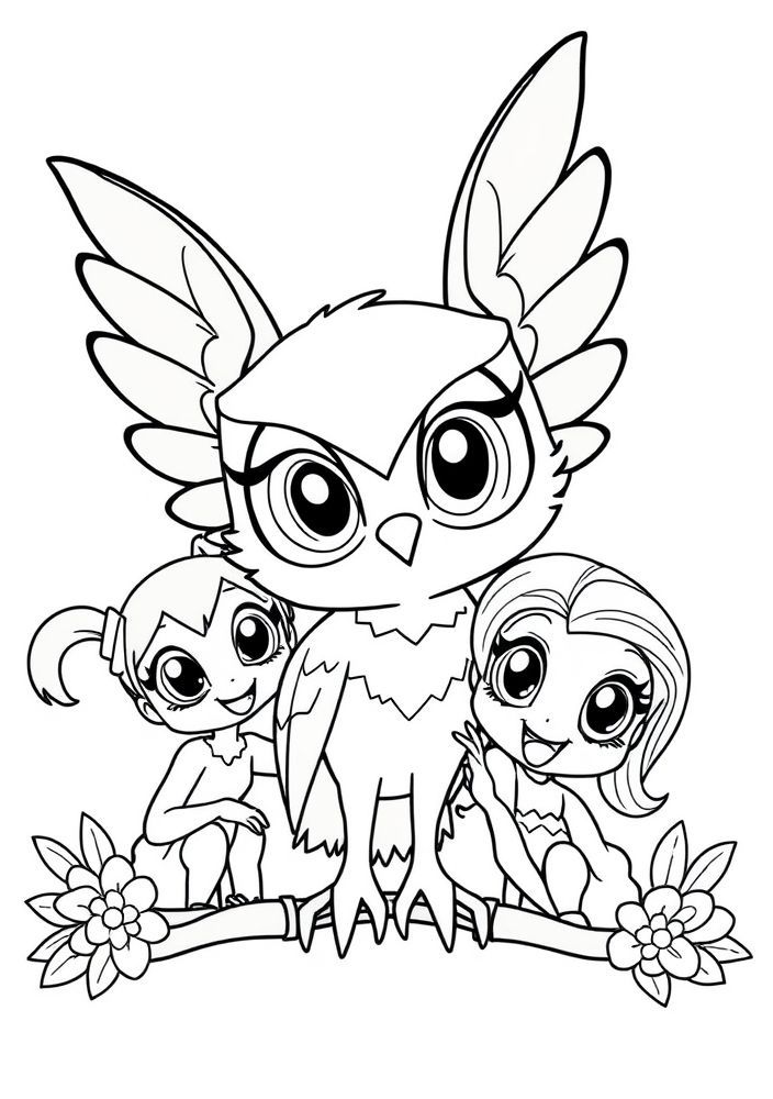 Desenho de Owlette com seus amigos para colorir