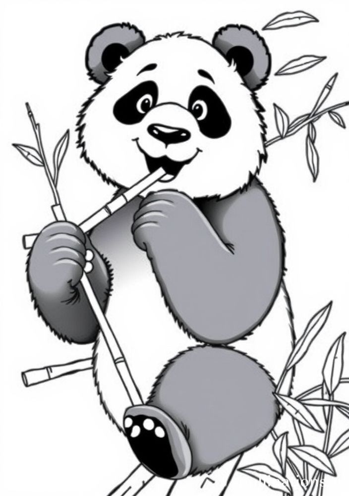 Desenho de Panda com Bambus para colorir