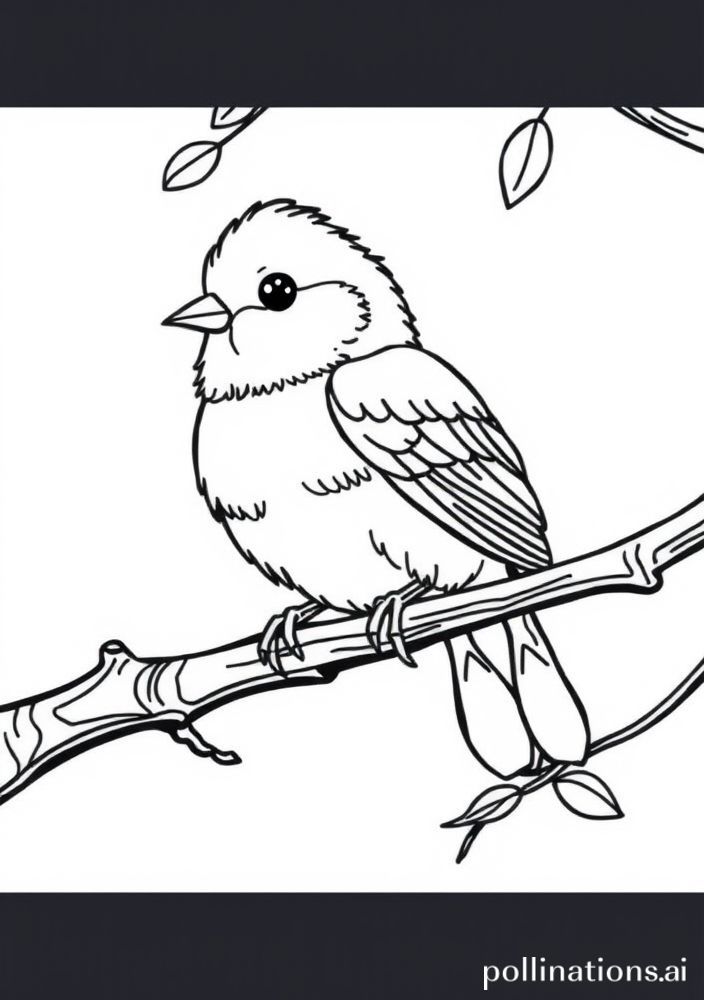 Desenho de Pássaro em uma Árvore para Colorir