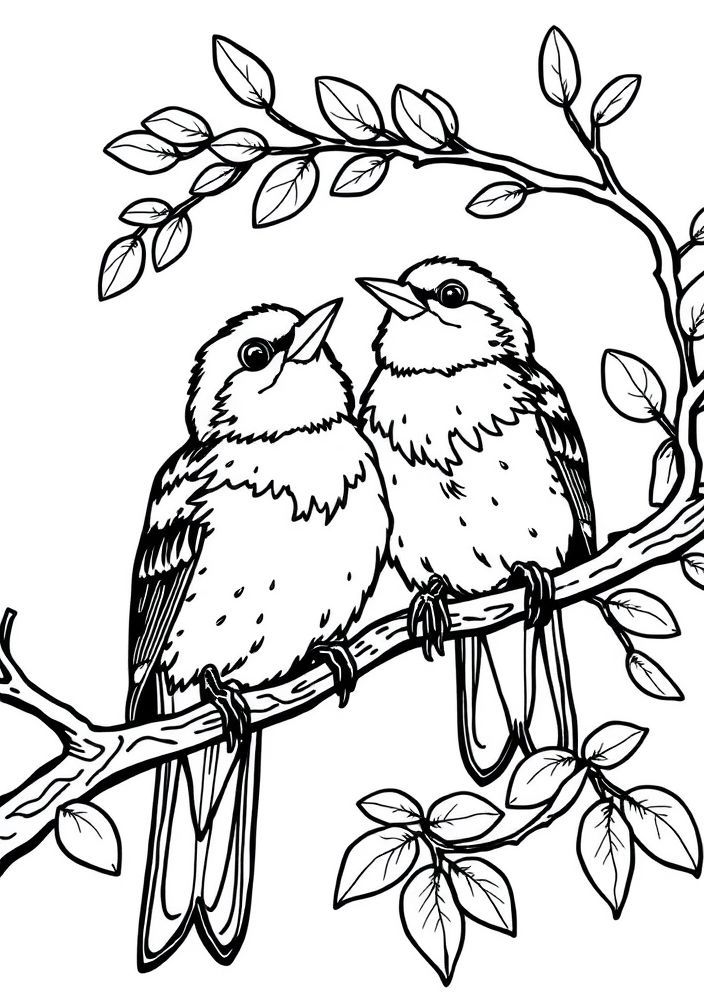 Desenho de Pássaros Cantores para colorir