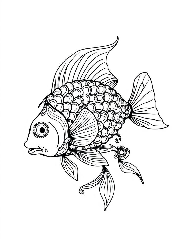 Desenho de Peixe Artístico para colorir