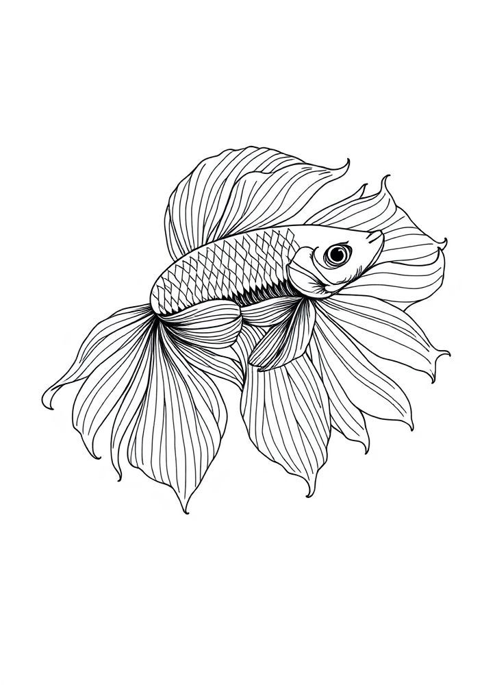 Desenho de Peixe Betta para colorir