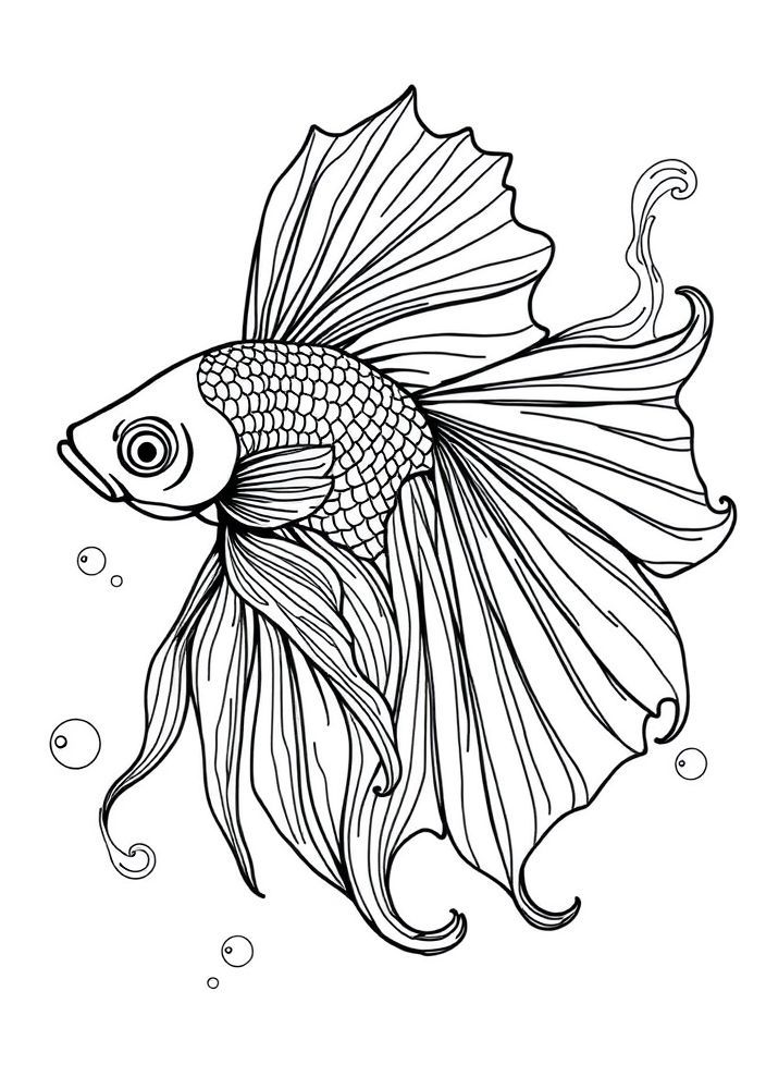 Desenho de Peixe Betta para colorir