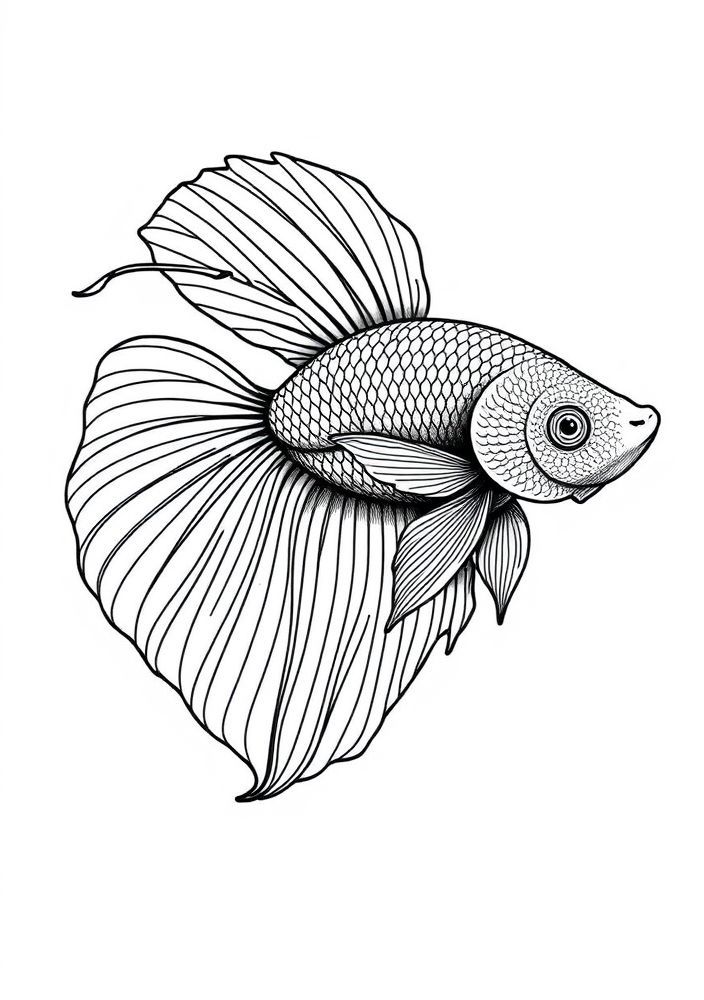 Desenho de Peixe Betta para colorir