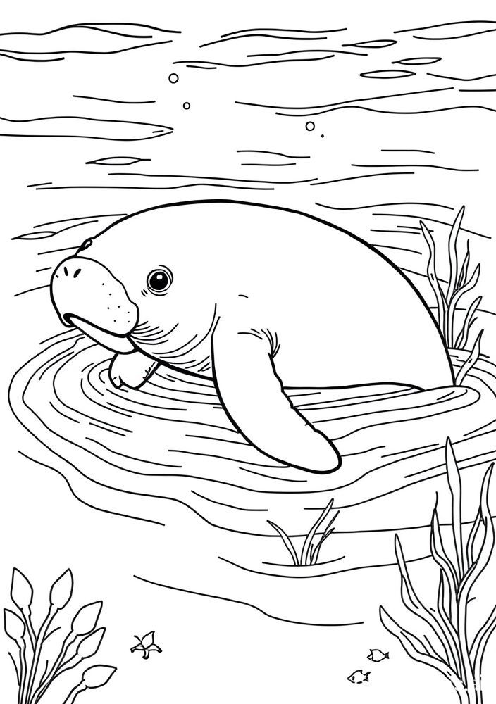 Desenho de Peixe Boi para colorir