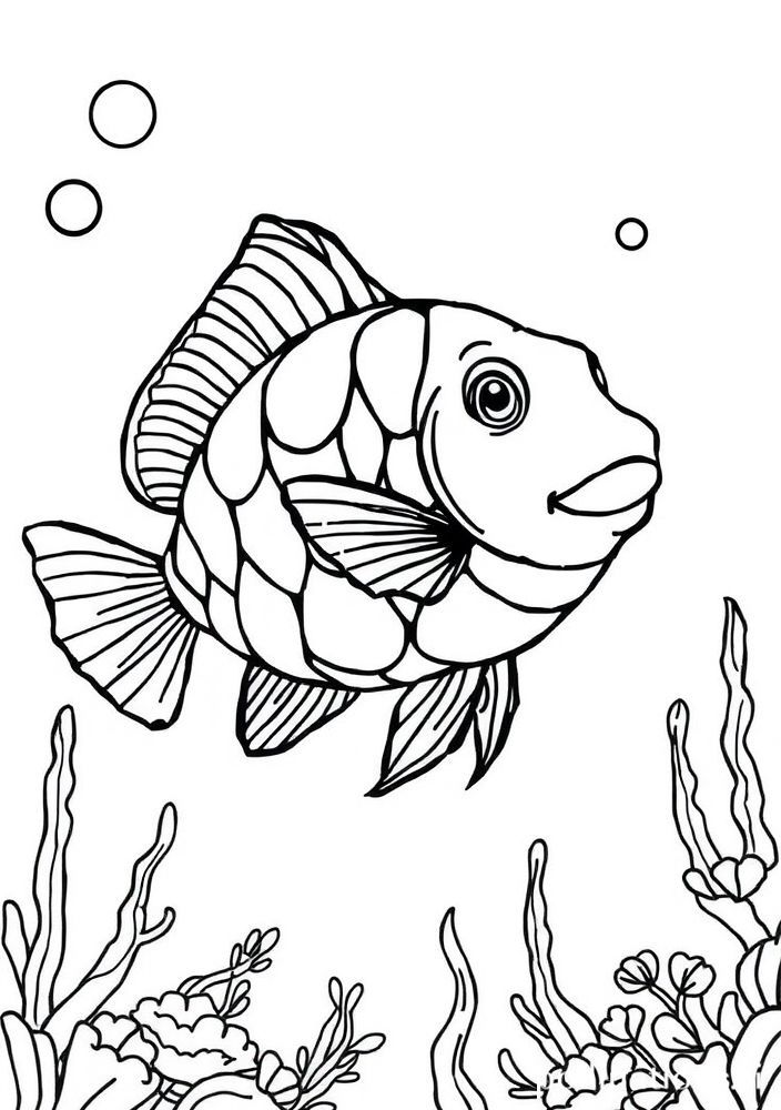 Desenho de Peixe Colorido para Colorir