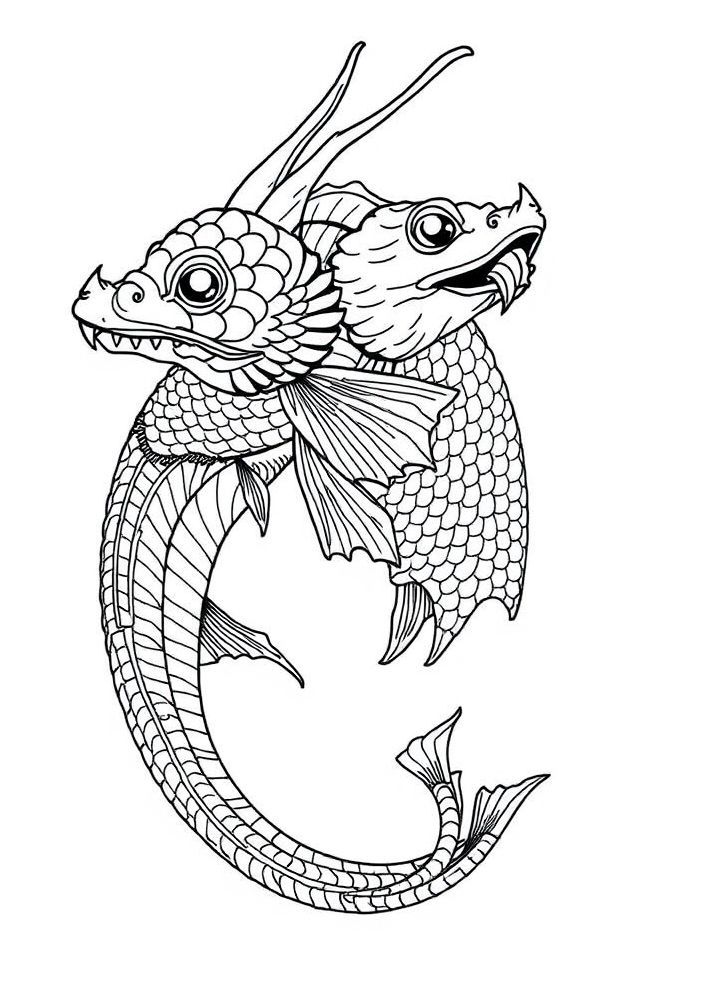 Desenho de Peixe Dragão para colorir