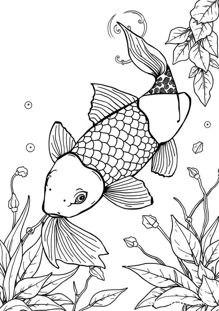 Desenho de Peixe Koi para colorir