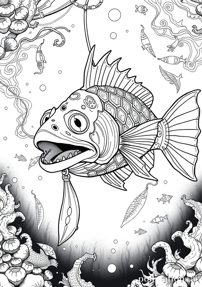 Desenho de Peixe Laterninha para colorir