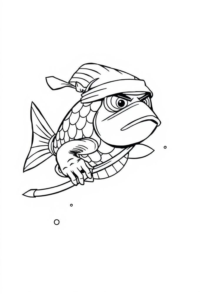 Desenho de Peixe Ninja para colorir