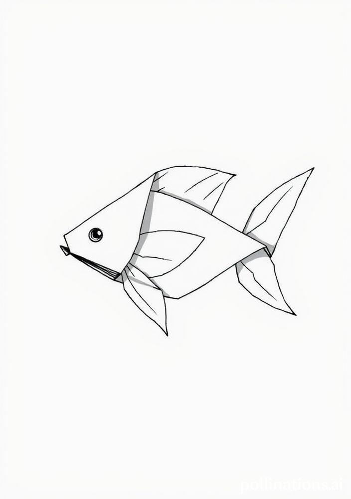 Desenho de Peixe Origami para colorir