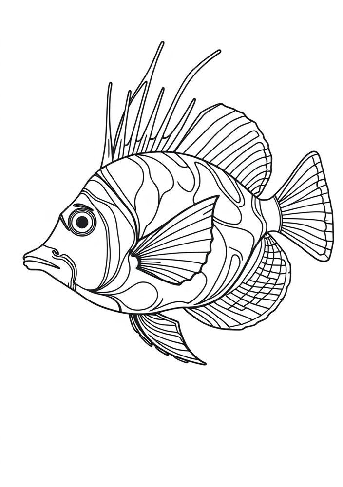 Desenho de Peixe-Rainha para colorir