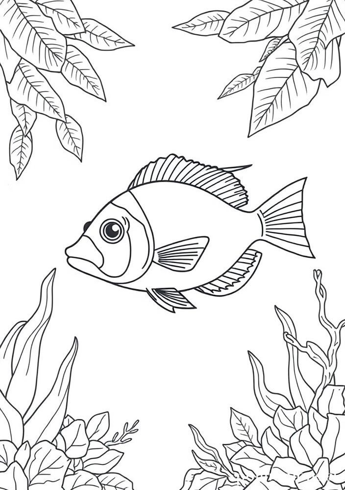 Desenho de Peixe Tropical para colorir