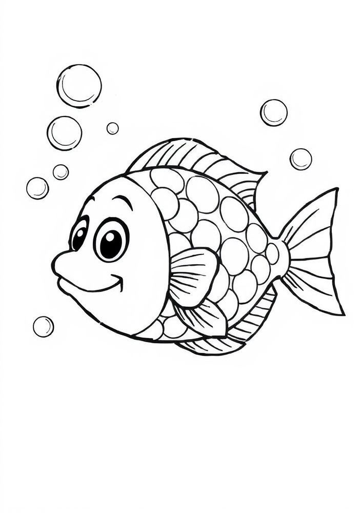 Desenho de Peixe com Bolhas para colorir
