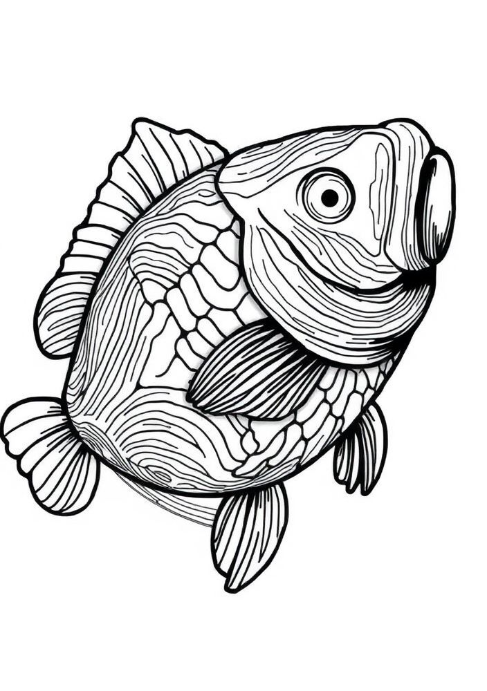 Desenho de Peixe de Madeira para colorir