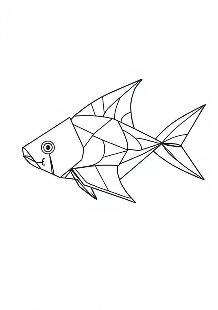 Desenho de Peixe de Papel para colorir