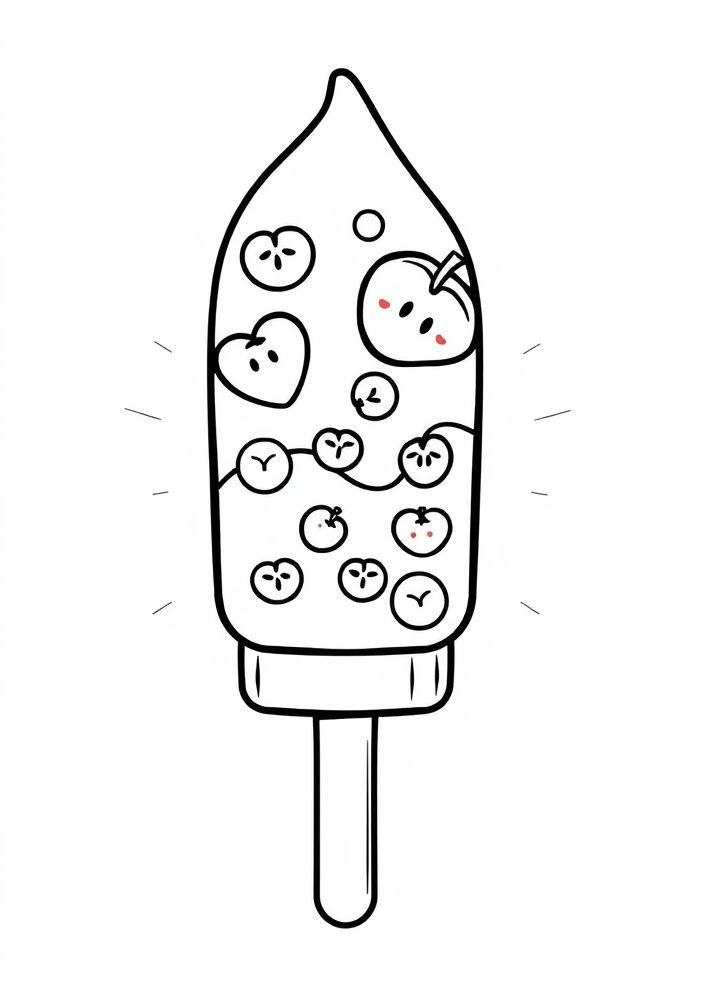 Desenho de Picolé Colorido com Frutas para colorir