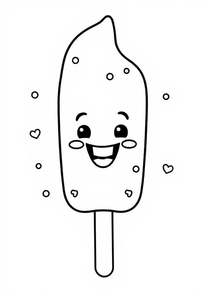 Desenho de Picolé Divertido para Colorir