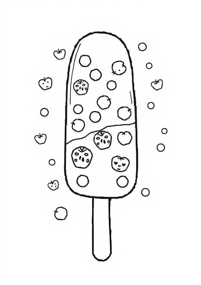 Desenho de Picolé Frutal para Colorir