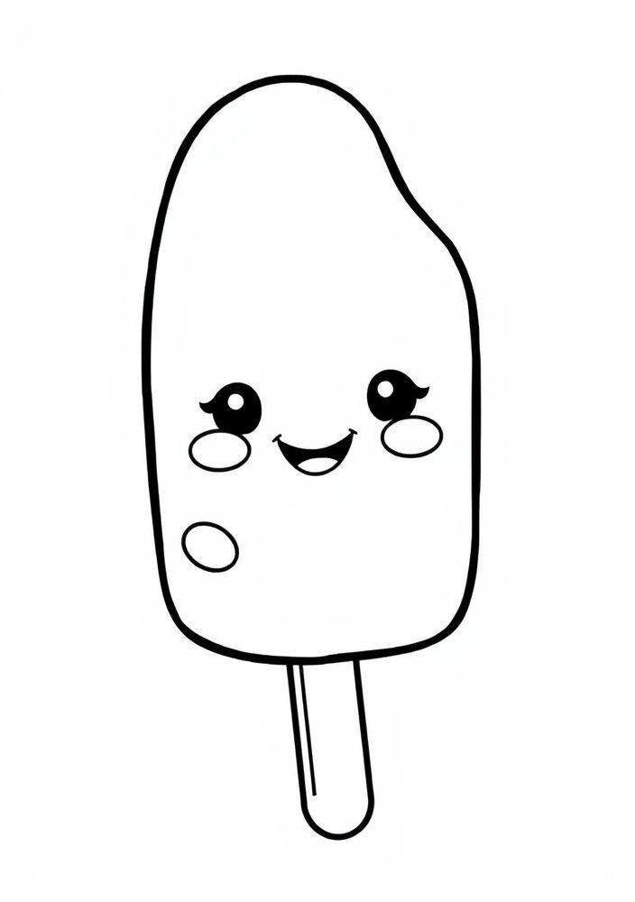 Desenho de Picolé Kawaii para colorir