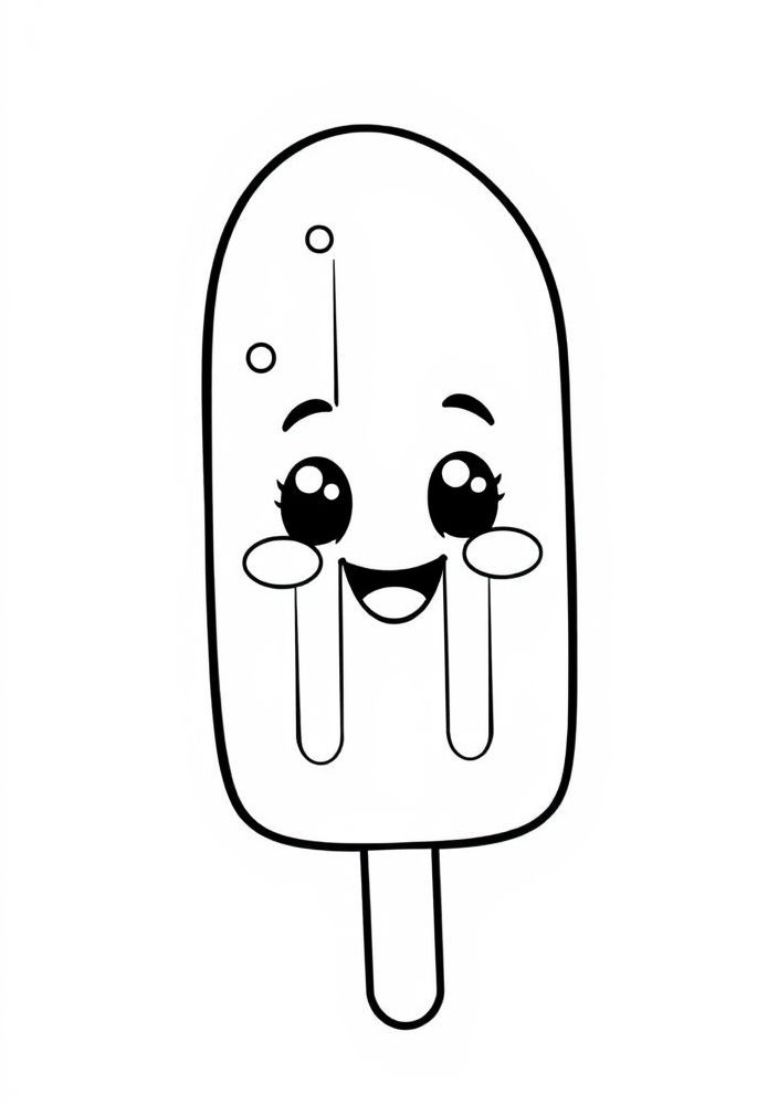 Desenho de Picolé Kawaii para colorir