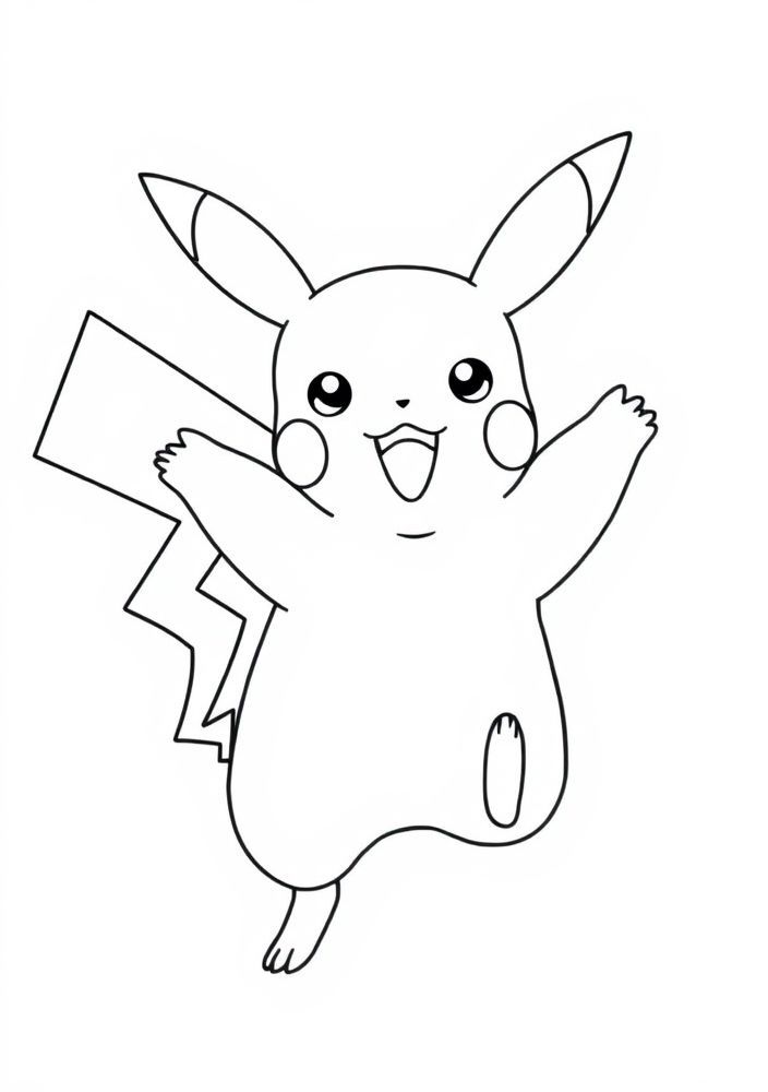 Desenho de Pikachu dançando para colorir
