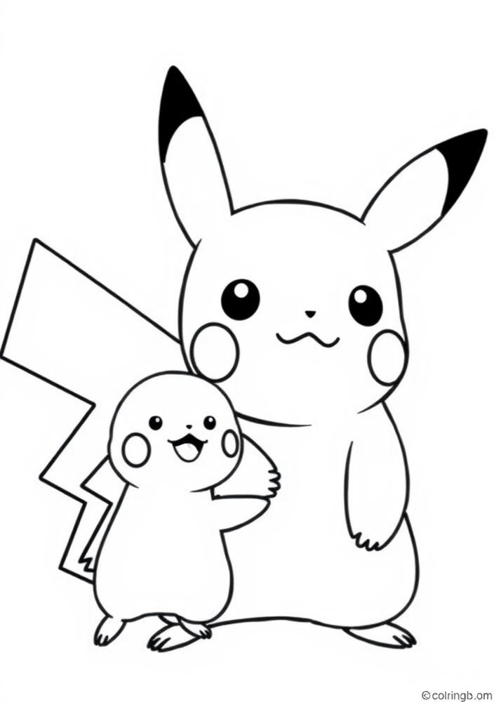 Desenho de Pikachu e seu amigo Pikachu de brinquedo para colorir