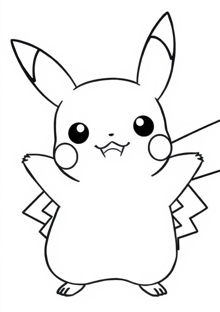 Desenho de Pikachu feliz para colorir