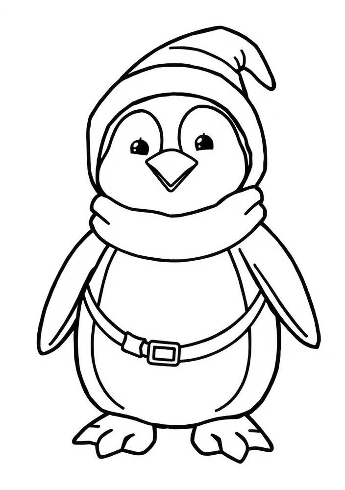 Desenho de Pinguim Fantasiado para colorir