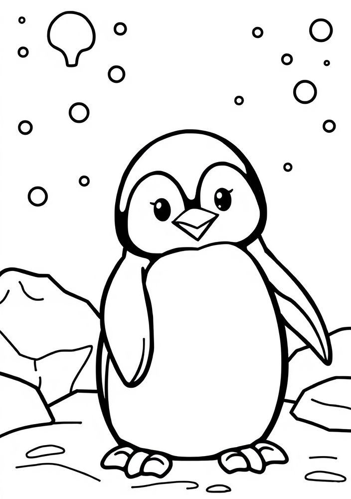 Desenho de Pinguim Fofinho para Colorir