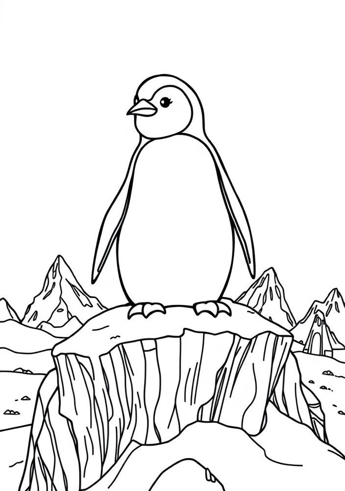 Desenho de Pinguim em um Iceberg para Colorir