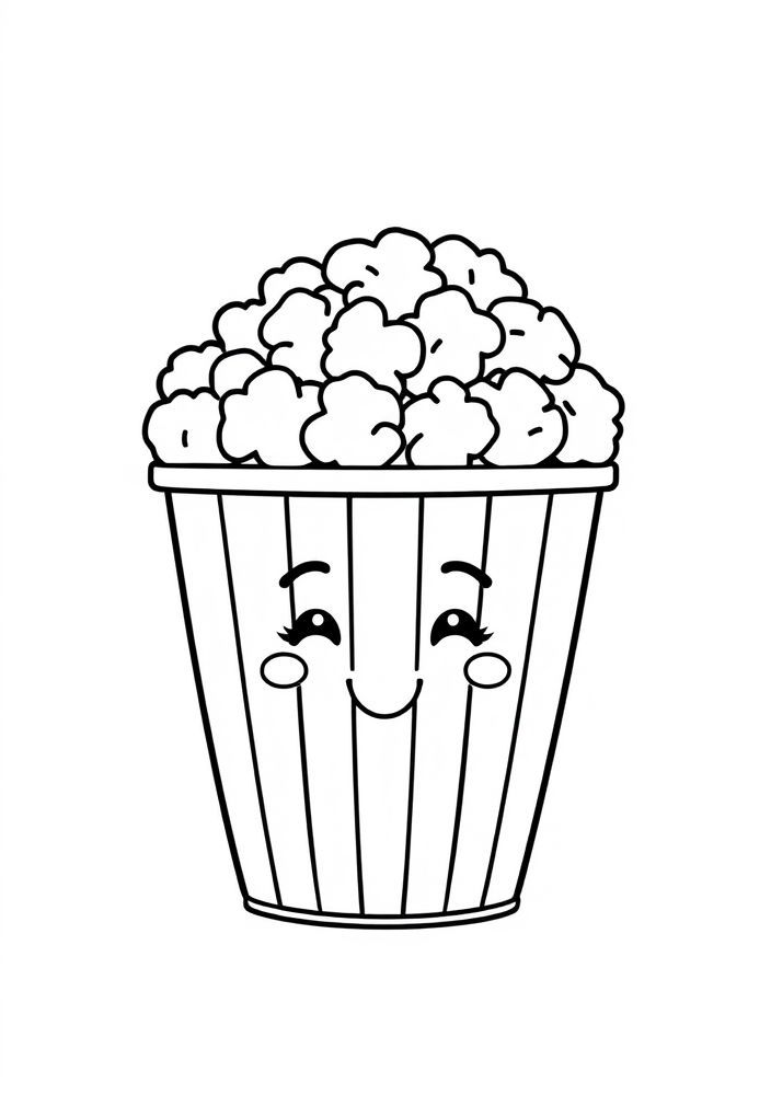 Desenho de Pipoca Kawaii para colorir