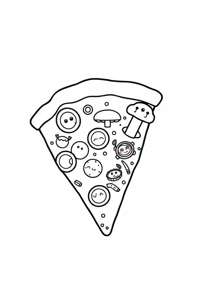 Desenho de Pizza Divertida para Colorir