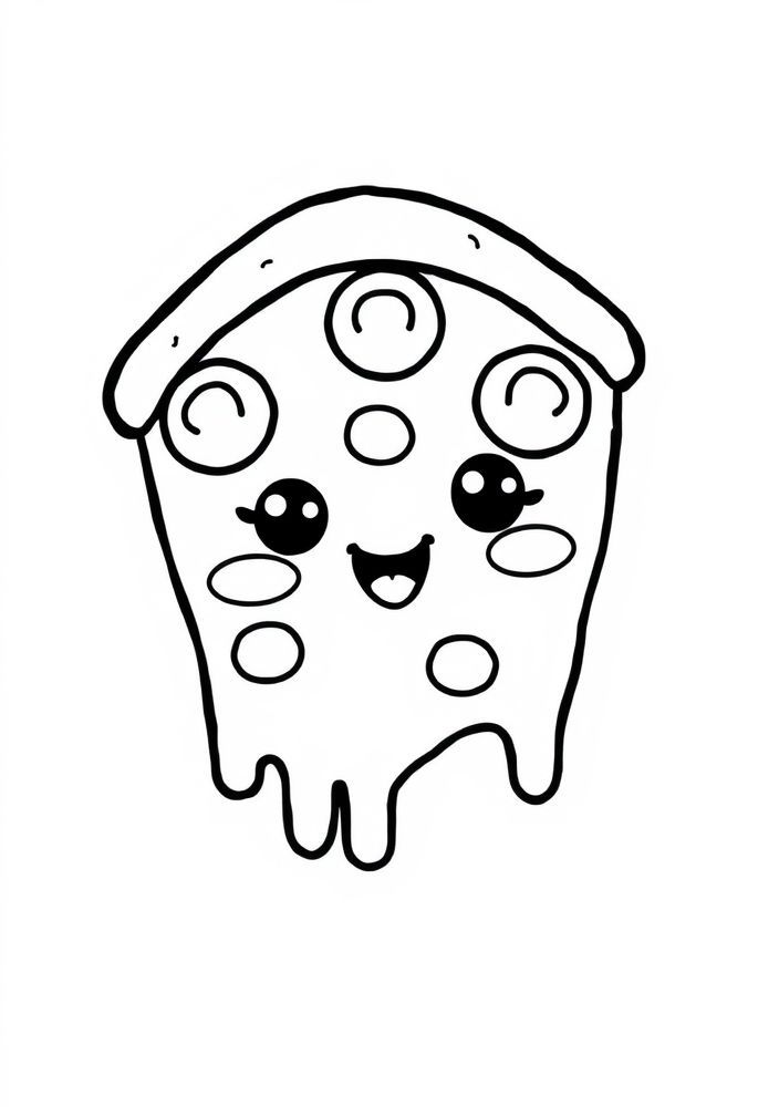 Desenho de Pizza Kawaii para colorir