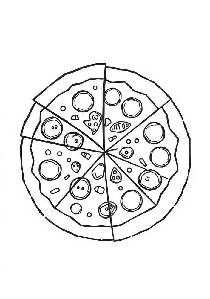 Desenho de Pizza de Fatias Diversas para colorir