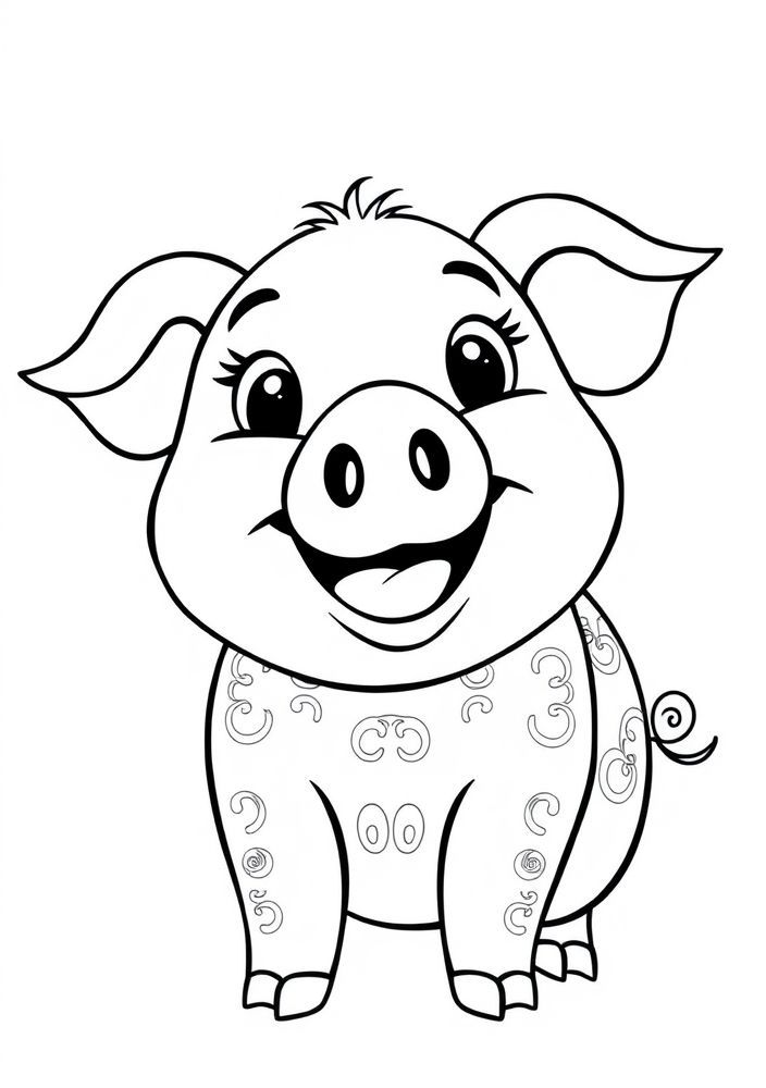 Desenho de Porquinho Alegre para Colorir