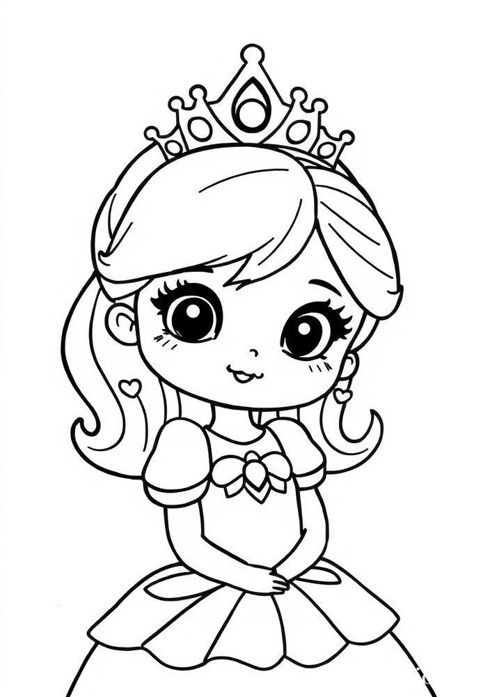 Desenho de Princesa com tiara para colorir