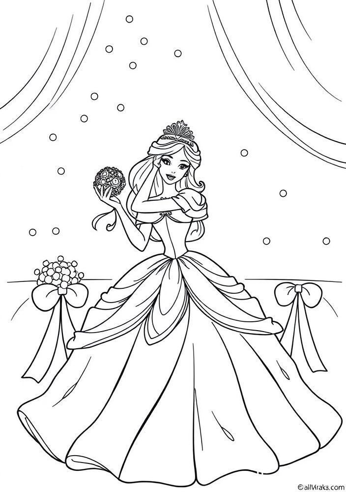 Desenho de Princesa em um baile para colorir