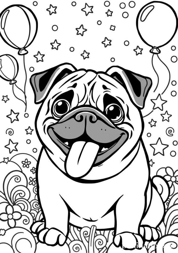 Desenho de Pug Engraçado para colorir