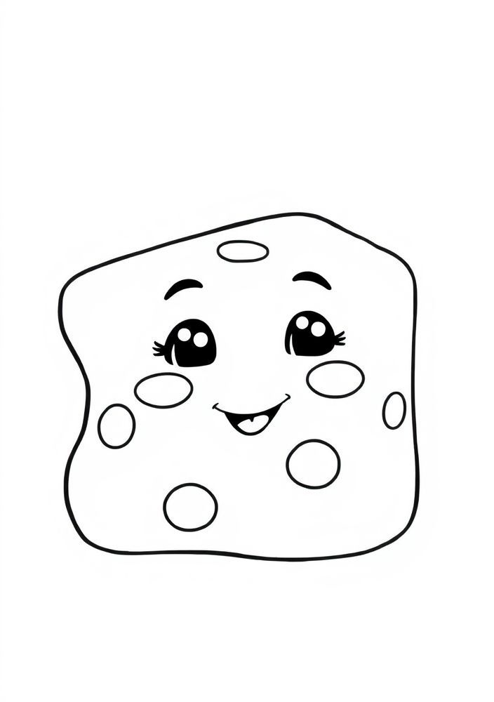 Desenho de Queijo Kawaii para colorir
