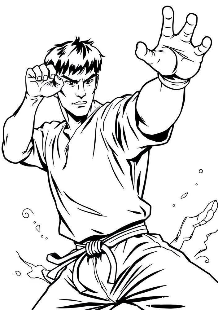 Desenho de Rock Lee em uma pose de luta para colorir