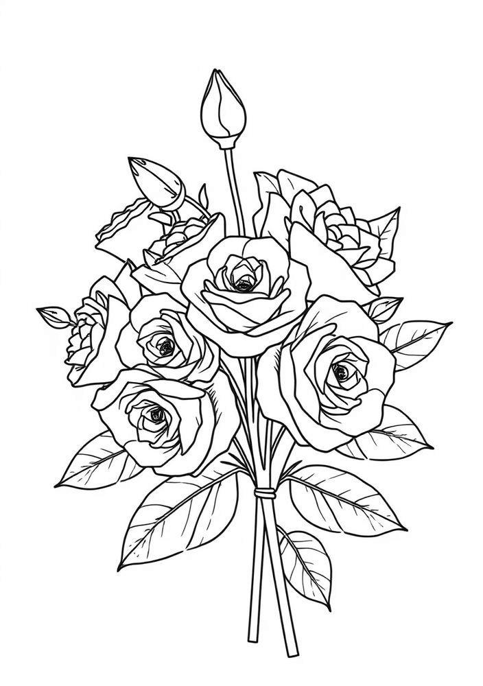 Desenho de Rosas delicadas para colorir