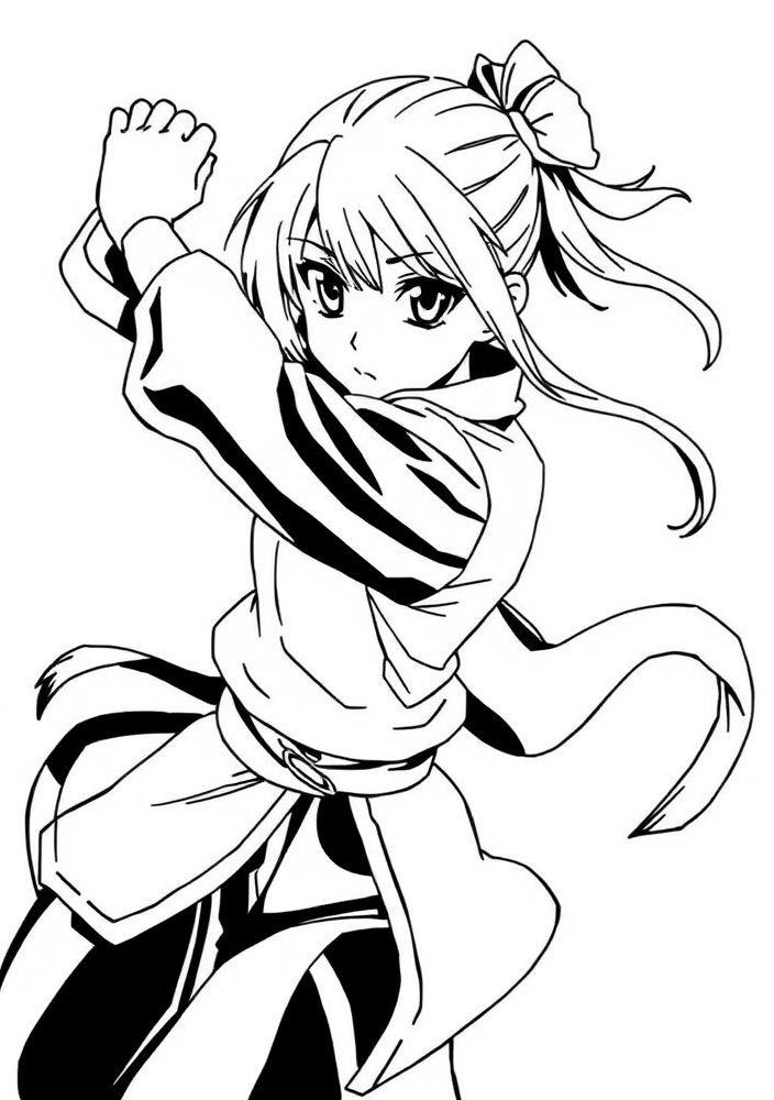 Desenho de Sakura em ação para colorir