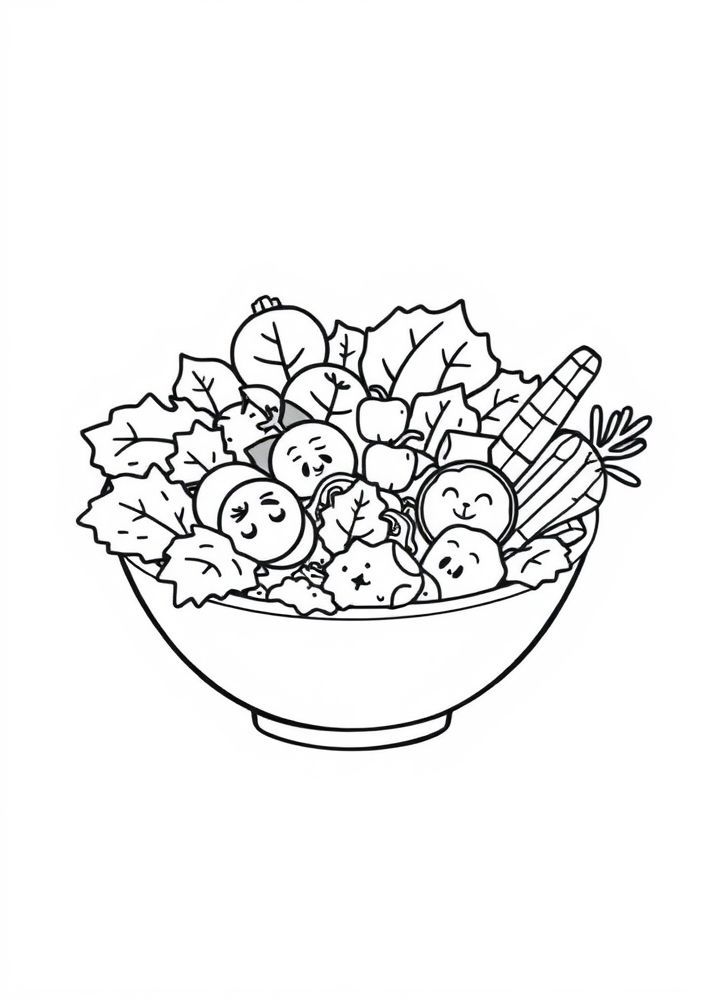 Desenho de Salada Colorida com Zutaten para Colorir