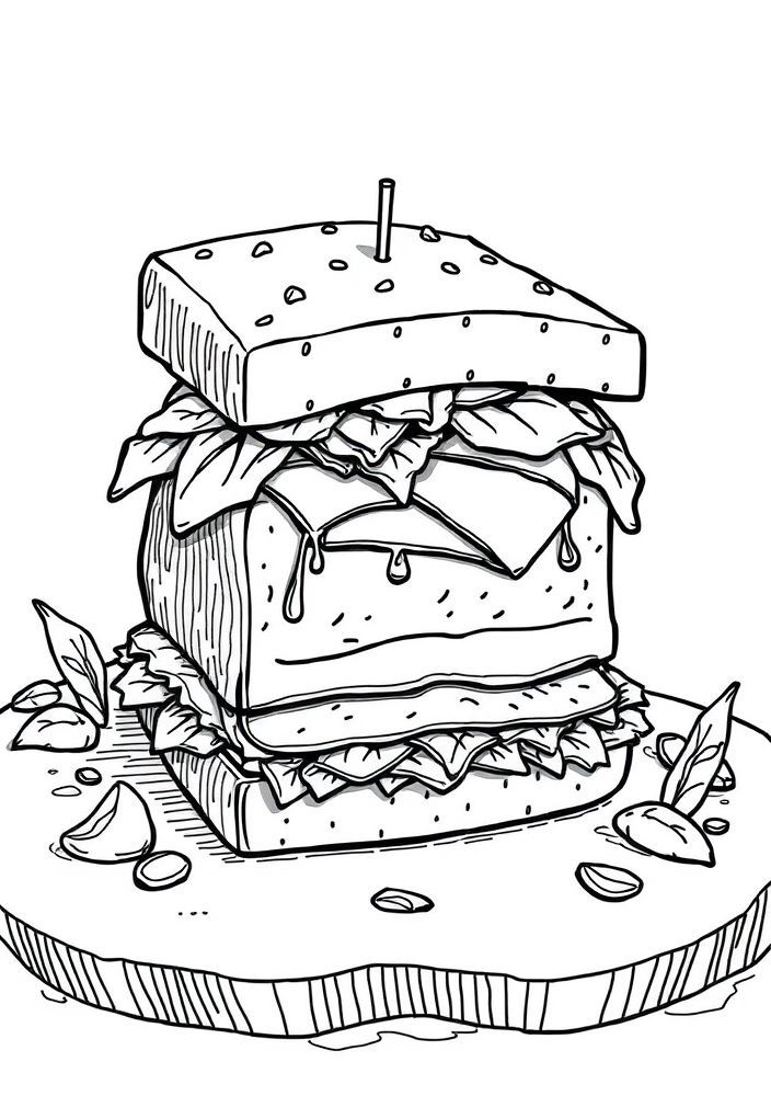 Desenho de Sanduíche Gigante para colorir