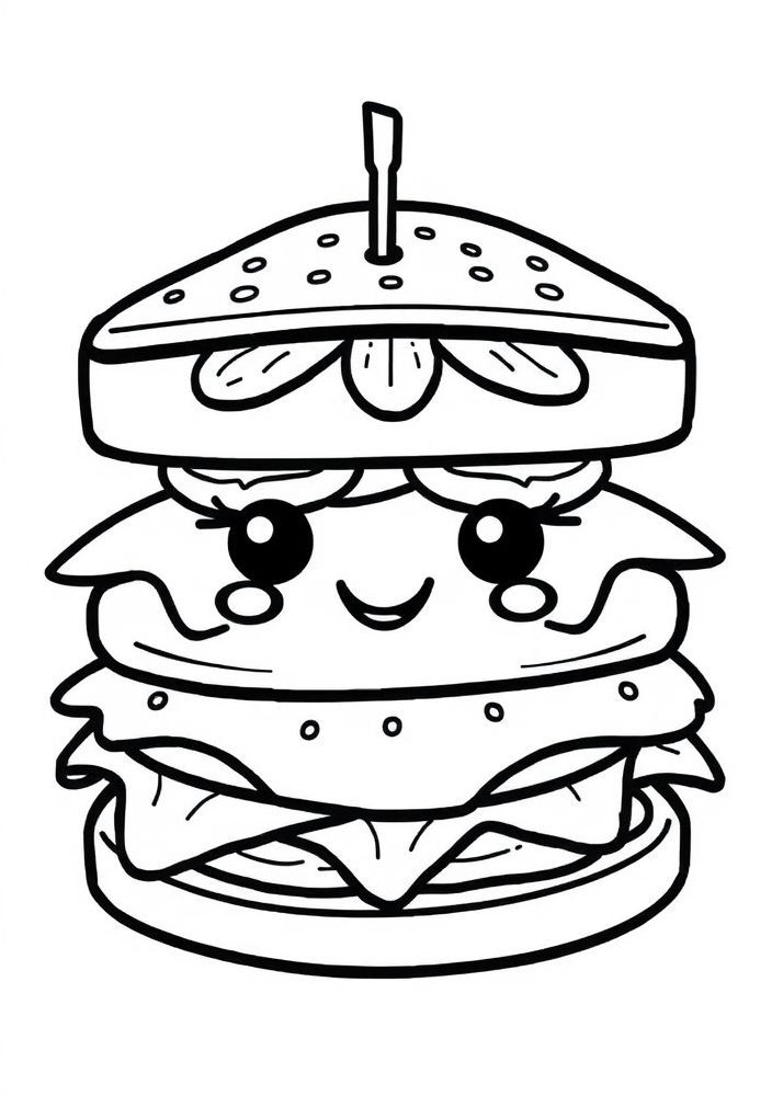 Desenho de Sanduíche Gourmet para Colorir