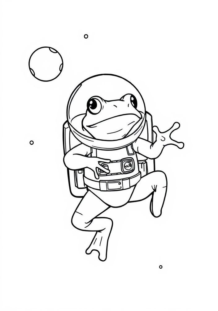 Desenho de Sapo Astronauta para colorir