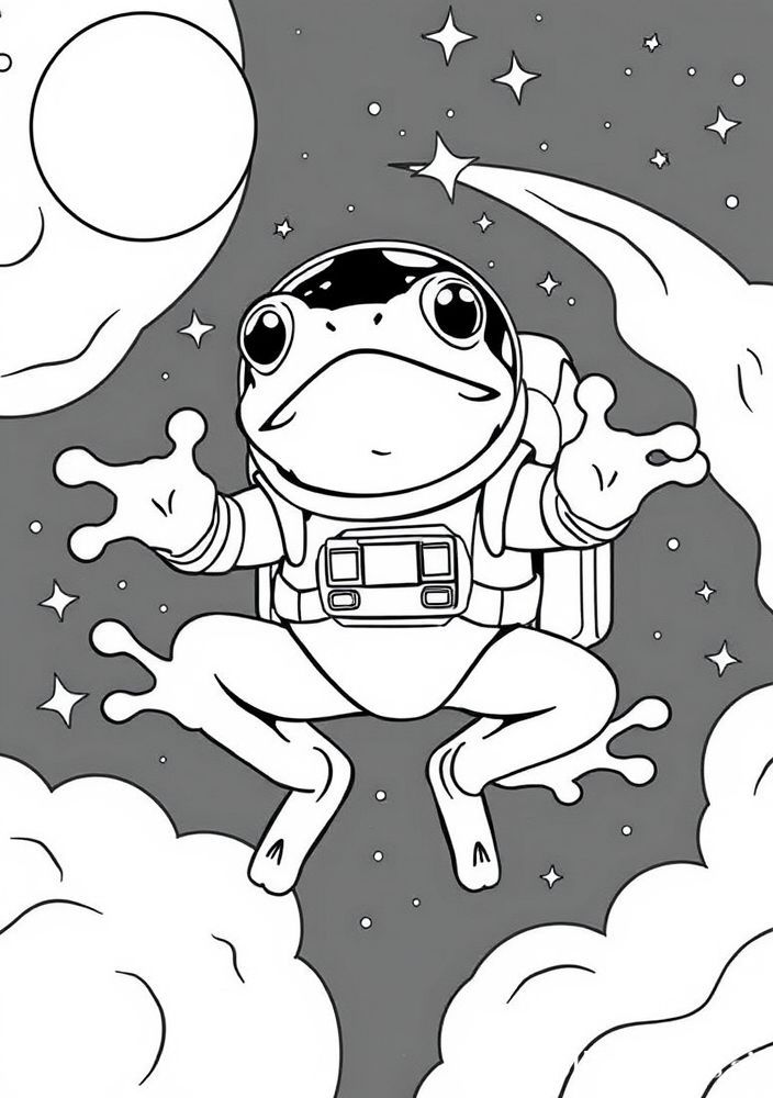 Desenho de Sapo Astronauta para colorir